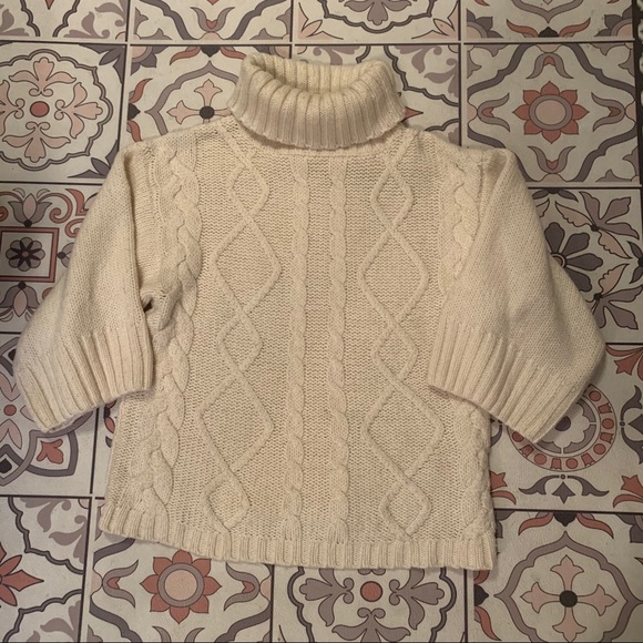Zara Cable Knit Turtleneck boxy crop sweater Med - Picture 6 of 16